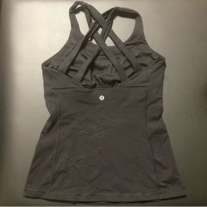 Lululemon black crisscross back yoga top with bra